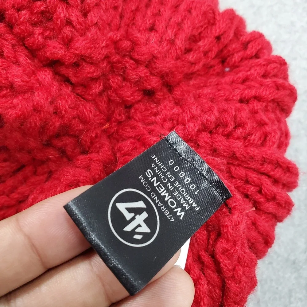 Fresno State Bulldogs Women Beanie ONE SIZE Red 47 Pom Logo Cable Knit